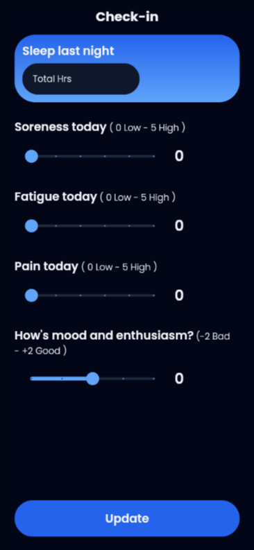 Daily check-in screen